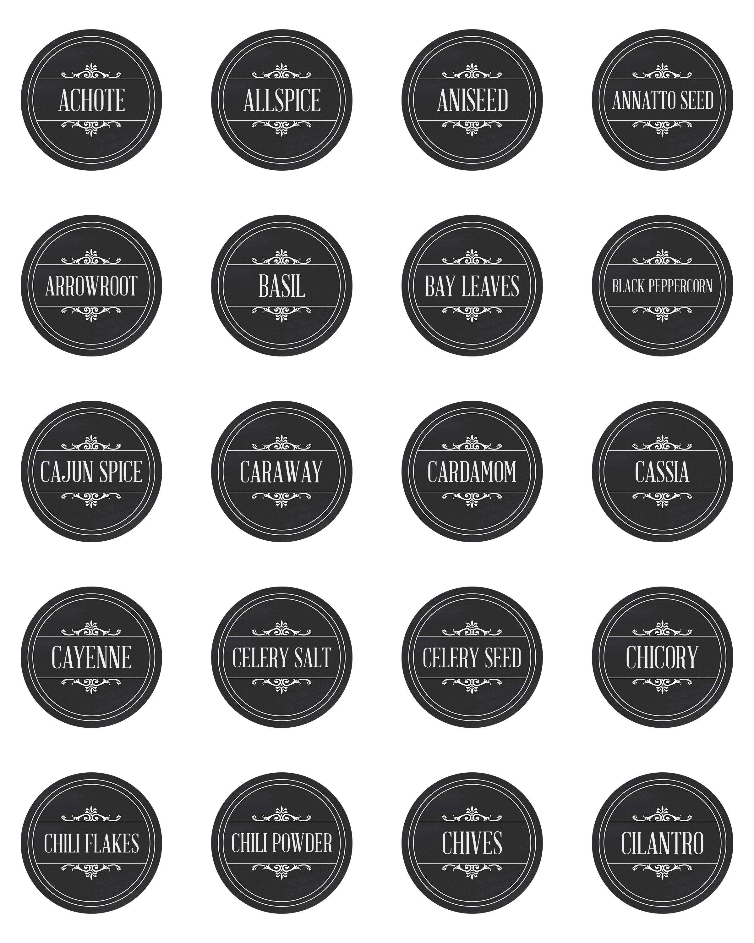 free printable labels for spice jars