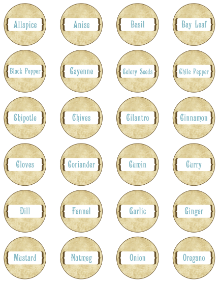 free printable labels for spice jars