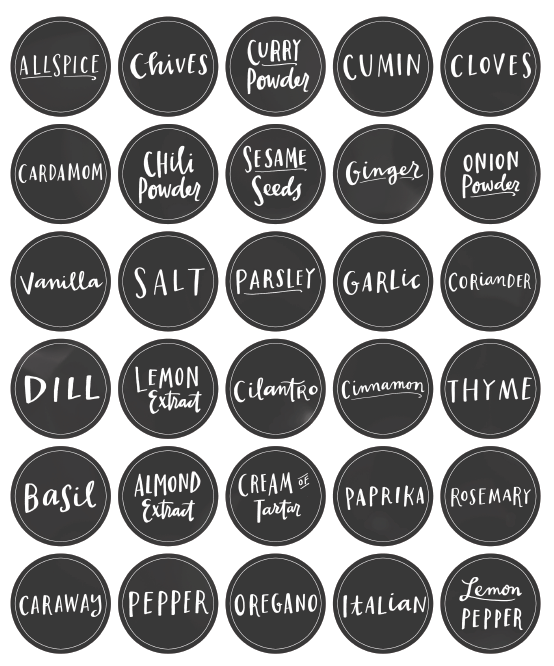 free printable labels for spice jars