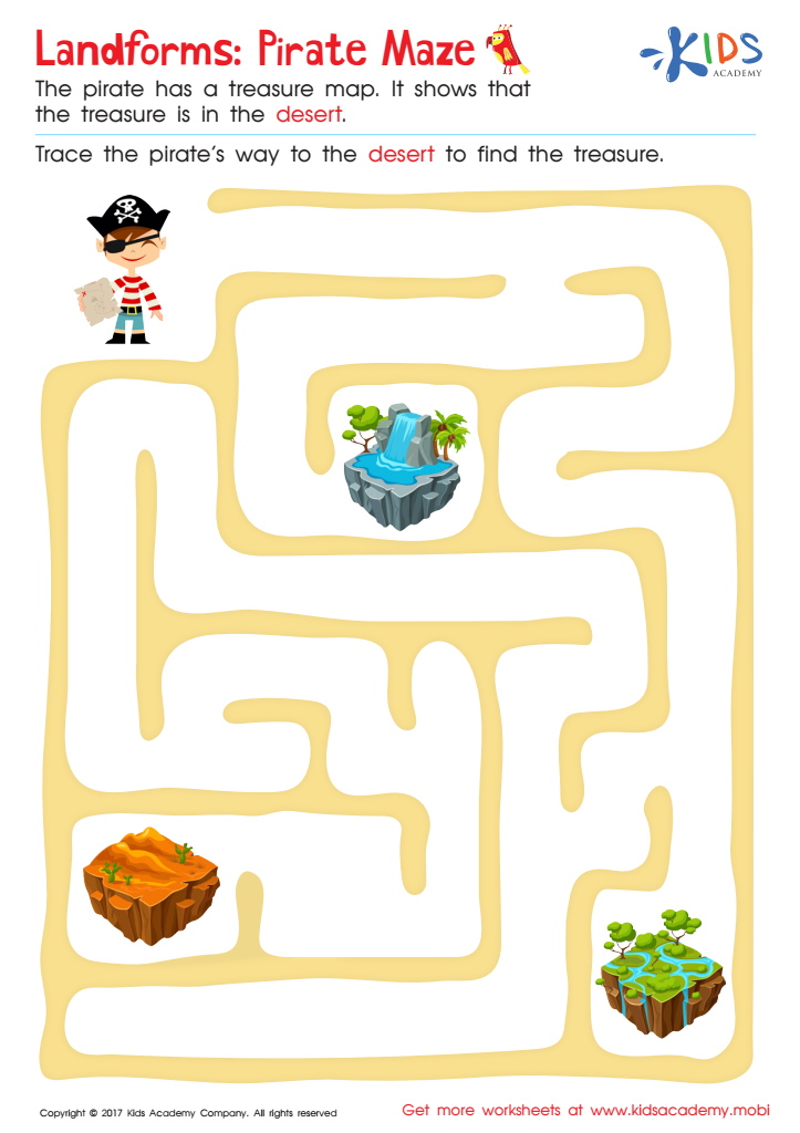 Landforms: Pirate Maze Printable, Downloadable PDF for Kids