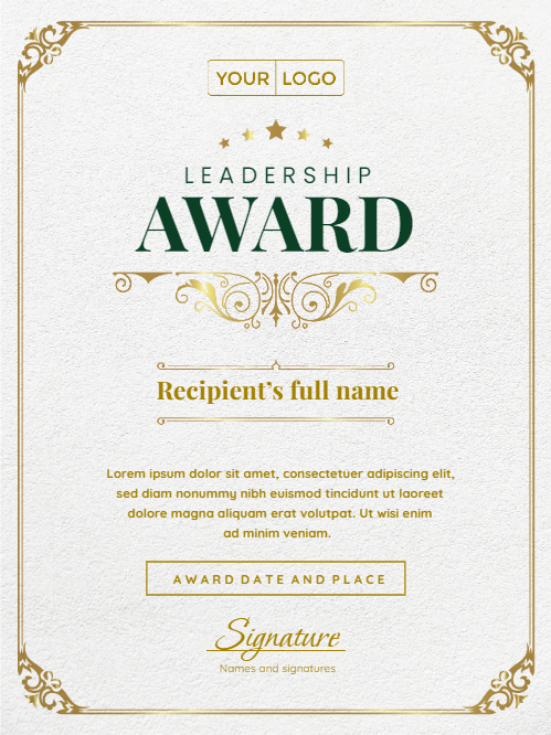 free printable leadership award certificates