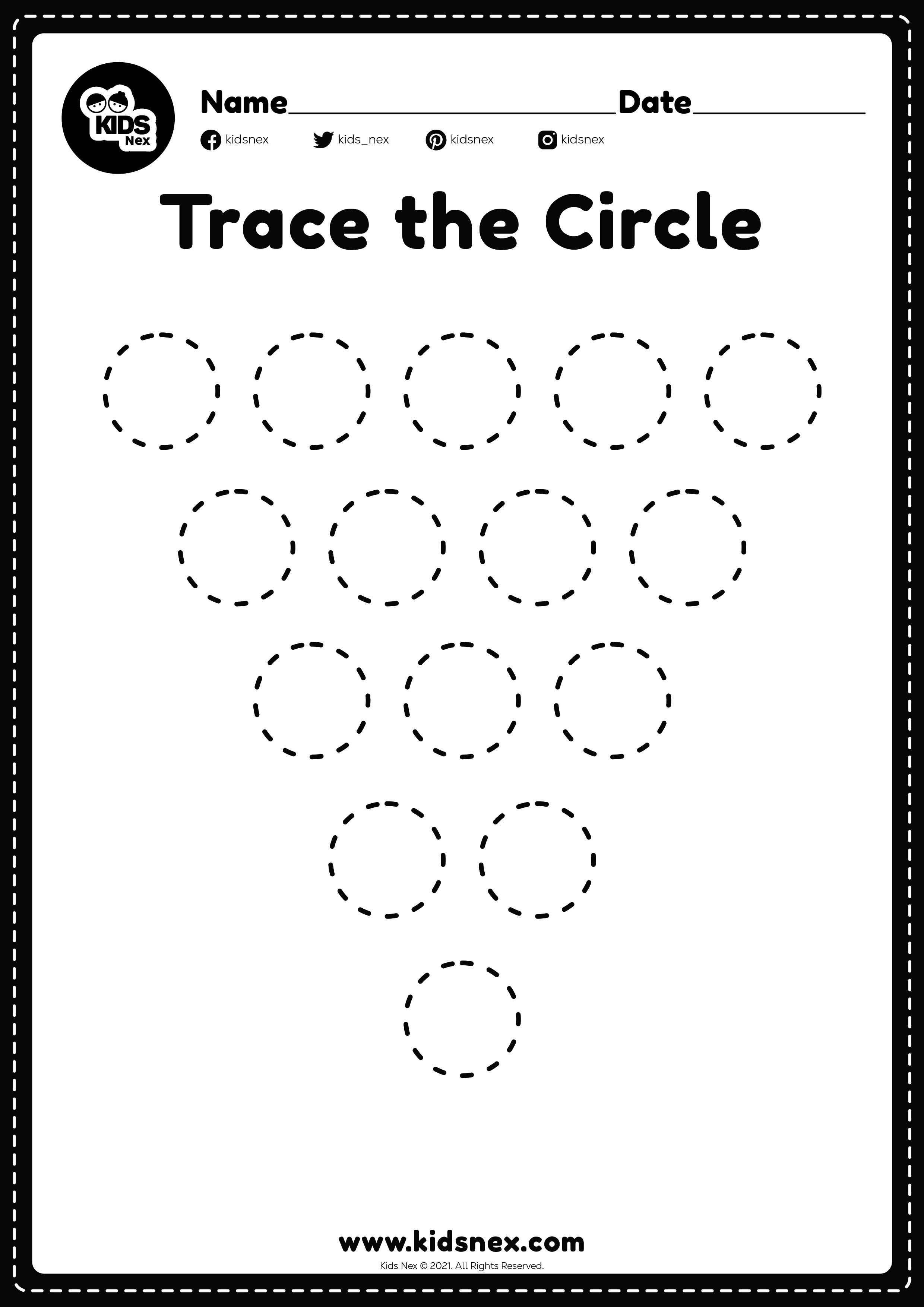 Circles Tracing Worksheet - Free Printable | www.kidsnex.com