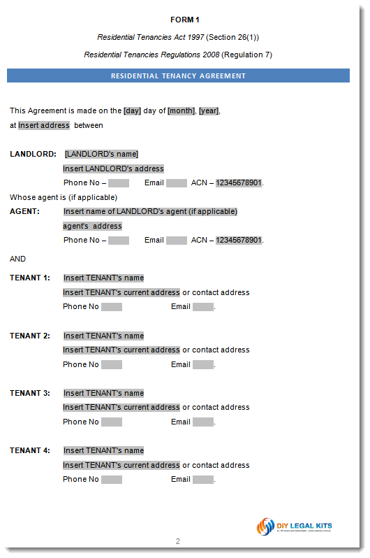 free printable lease agreement australia