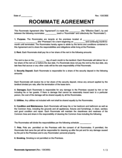 free printable lease agreement for roommates