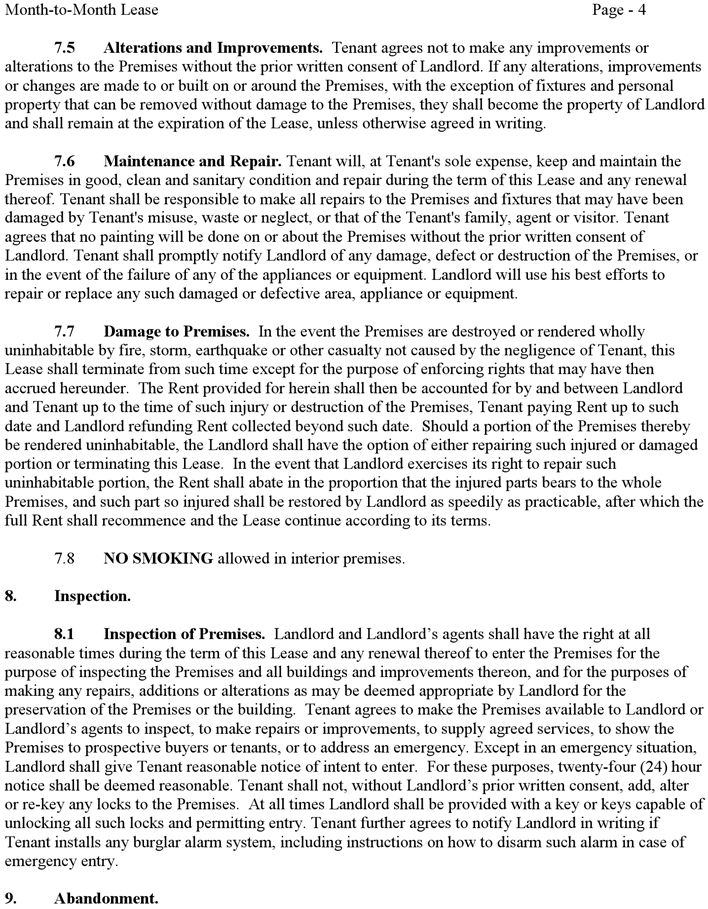 Free Missouri Month to Month Rental Agreement - doc | 63KB | 10 ...