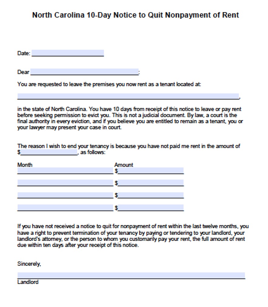 free printable lease agreement north carolina