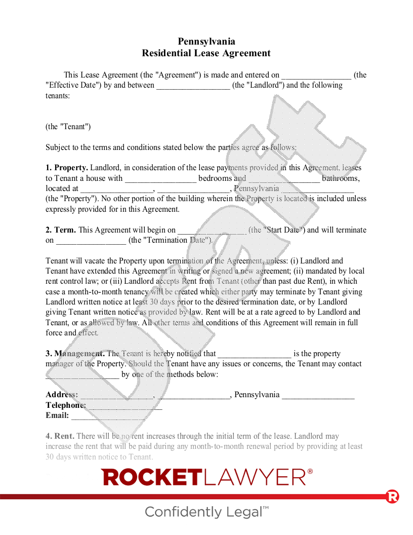 free printable lease agreement pa