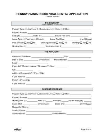 free printable lease agreement pa