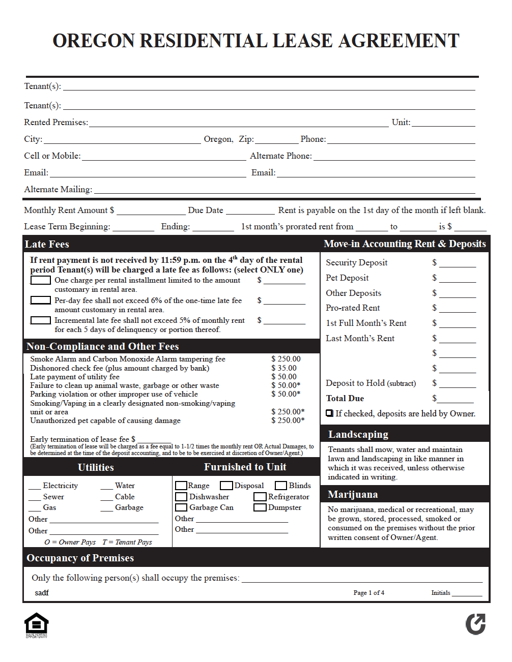 Free Oregon Rental Lease Agreement Templates | PDF