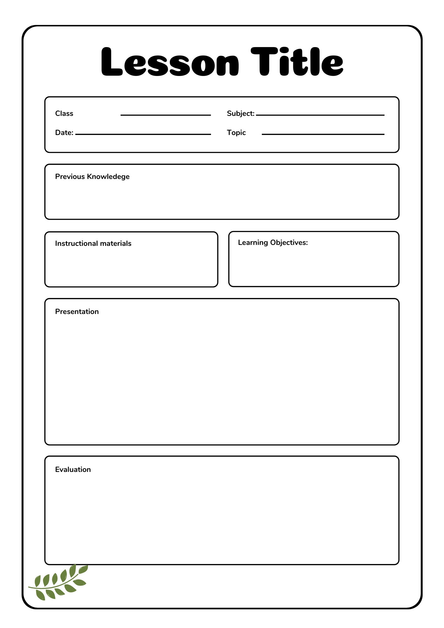 free printable lesson plan book template