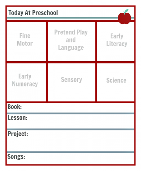 free printable lesson plan template for toddlers