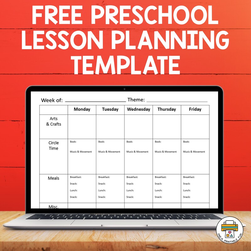 free printable lesson plan template for toddlers