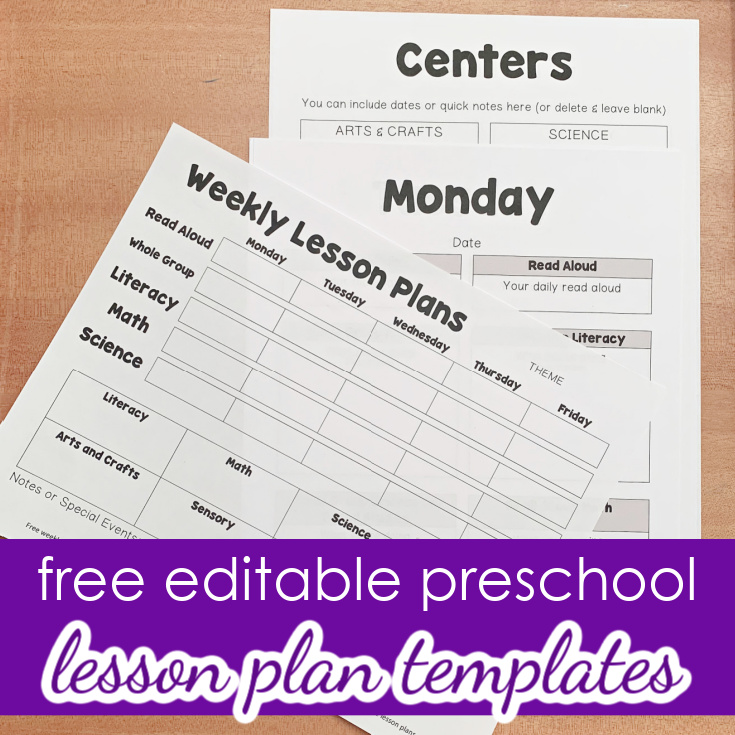 free printable lesson plan template kindergarten