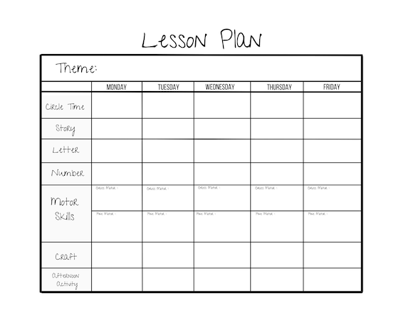 Simple Weekly Lesson Plan Template-preschool/prek/ Kindergarten ...