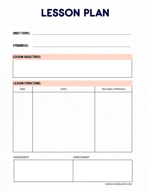 free printable lesson plan templates elementary teachers