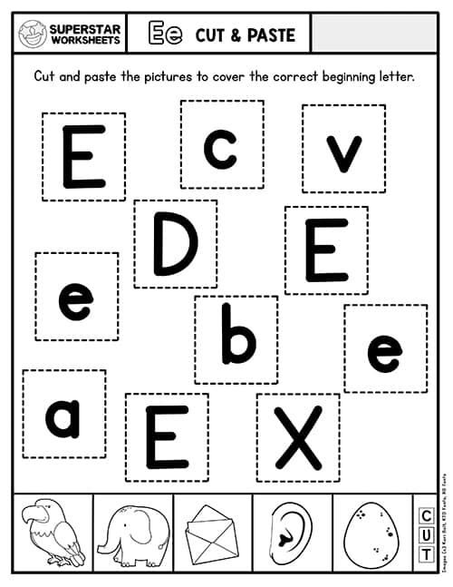 free printable letter e worksheet