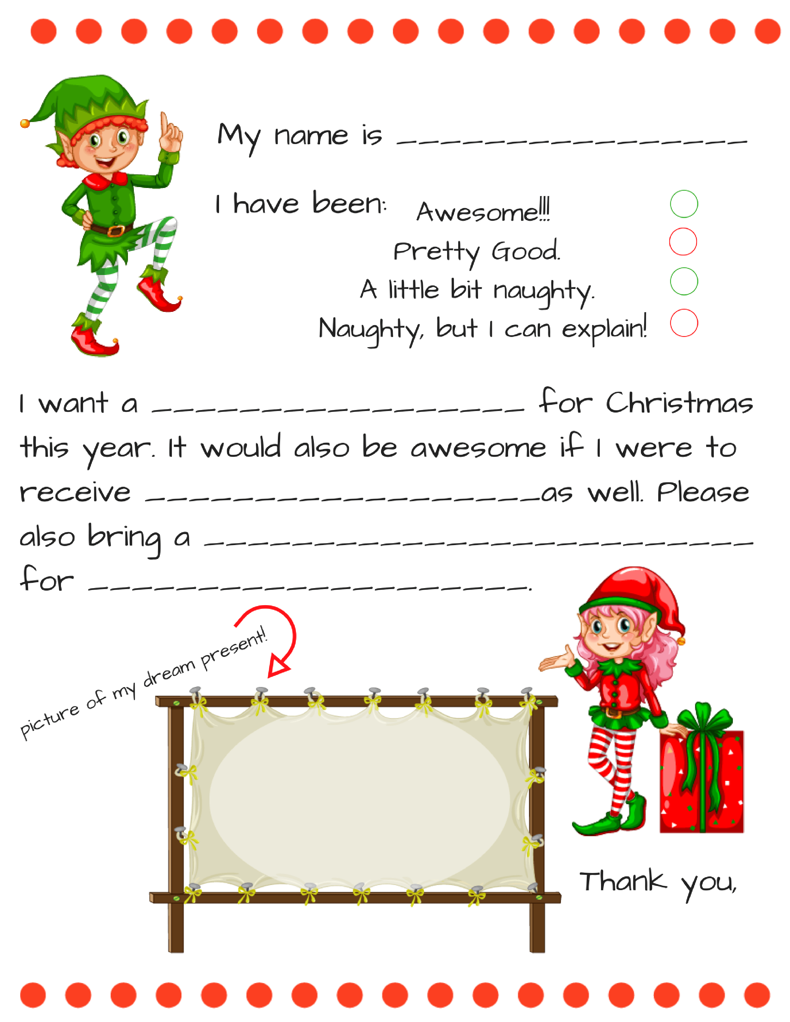 Dear Santa Fill In Letter Template - Momdot.com