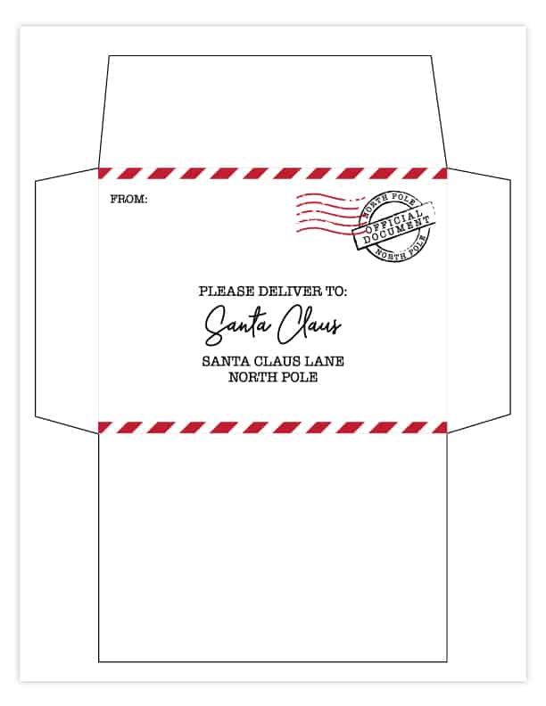 free printable letters from santa and envelopes