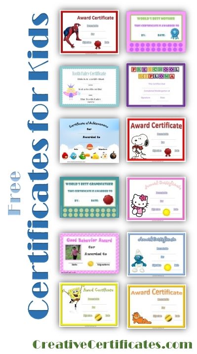 Certificates for Kids - Free and Customizable - Instant Download