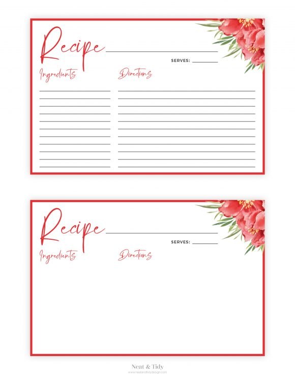 free printable lined recipe cards 4x6