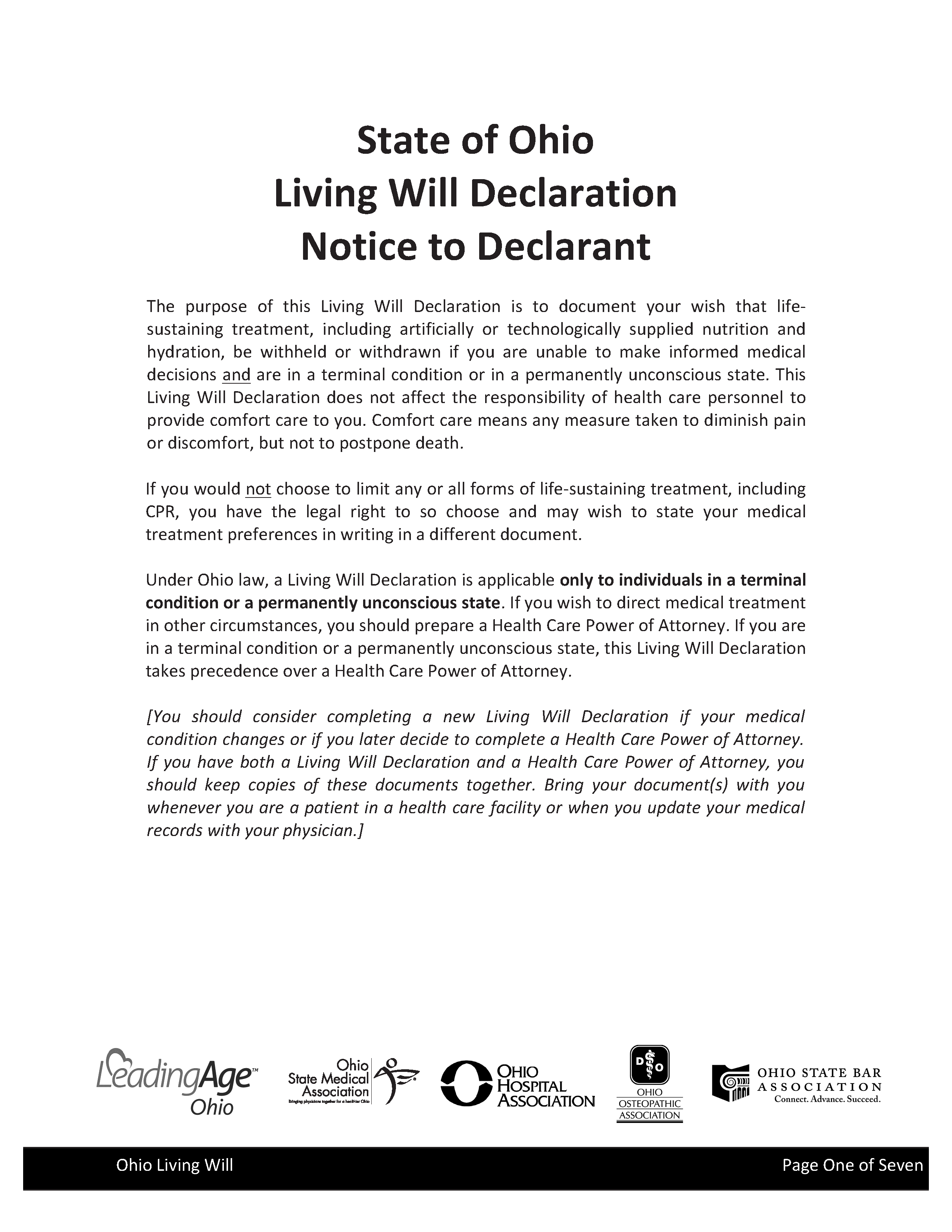free printable living will and power of attorney