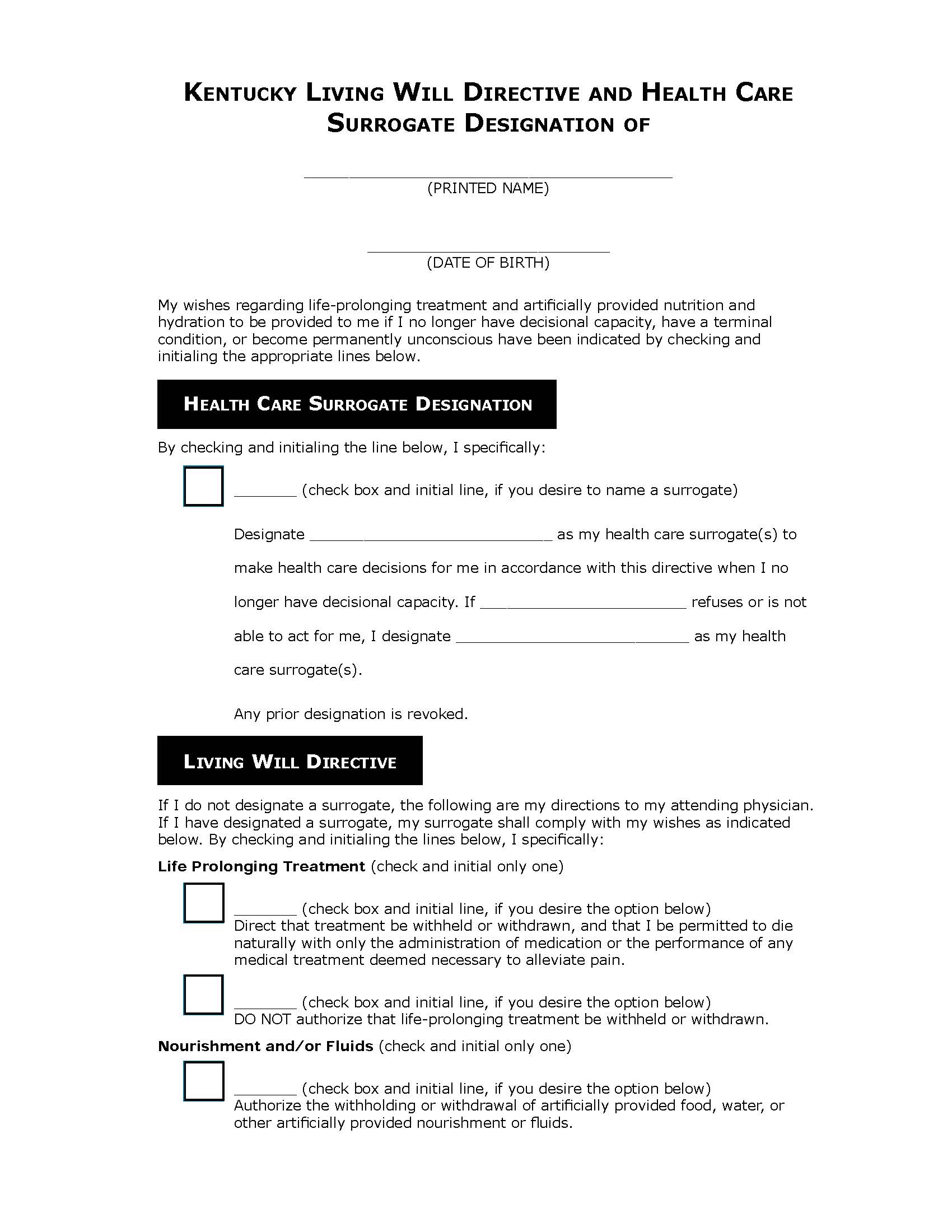 Kentucky Will Forms | Last Will and Testament | Living Will ... - Worksheets Library for Free Printable Living Will And Testament