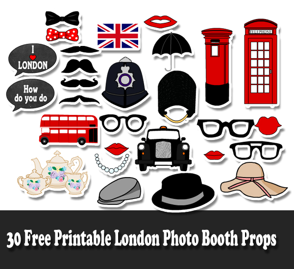 free printable london photo booth props