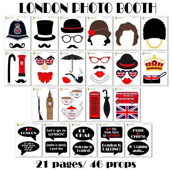 free printable london photo booth props