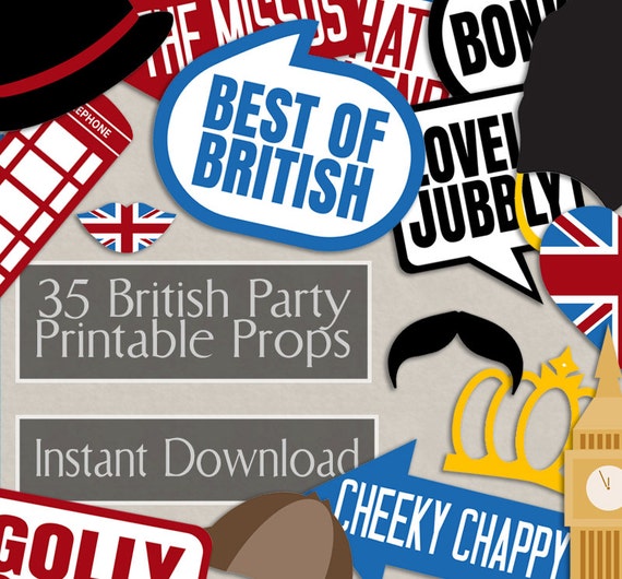 free printable london photo booth props