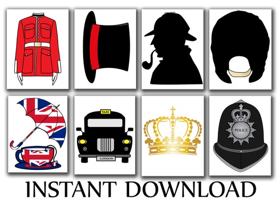 free printable london photo booth props