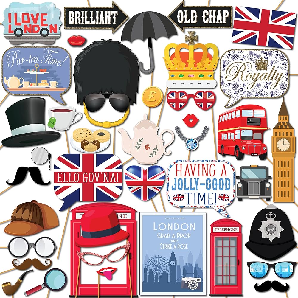 free printable london photo booth props