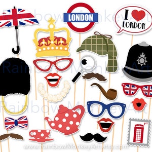 free printable london photo booth props