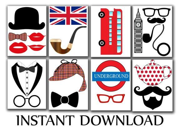 Love London Photo Booth Props, British Party Props - Tracy Digital ...