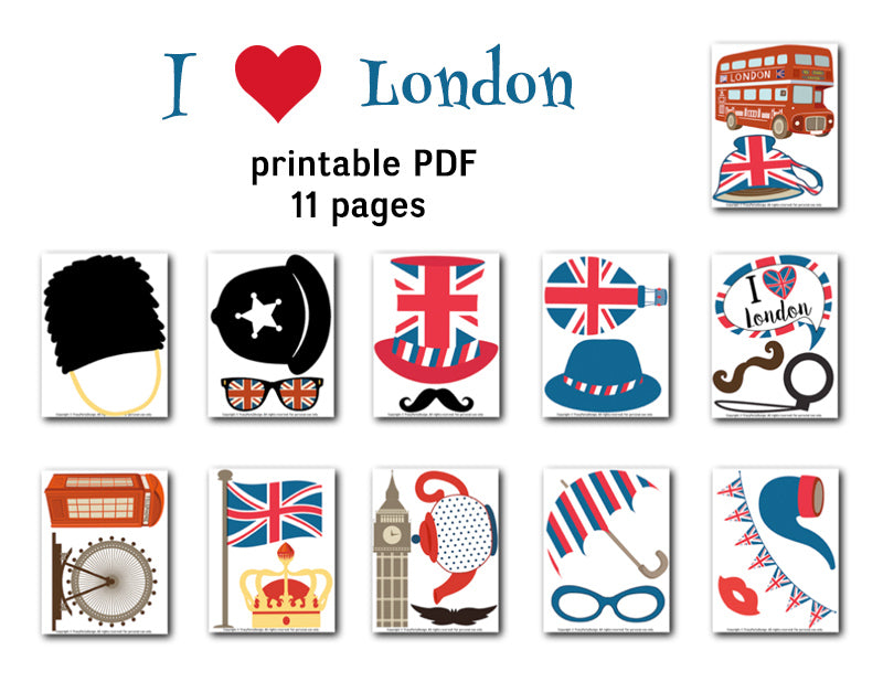 free printable london photo booth props