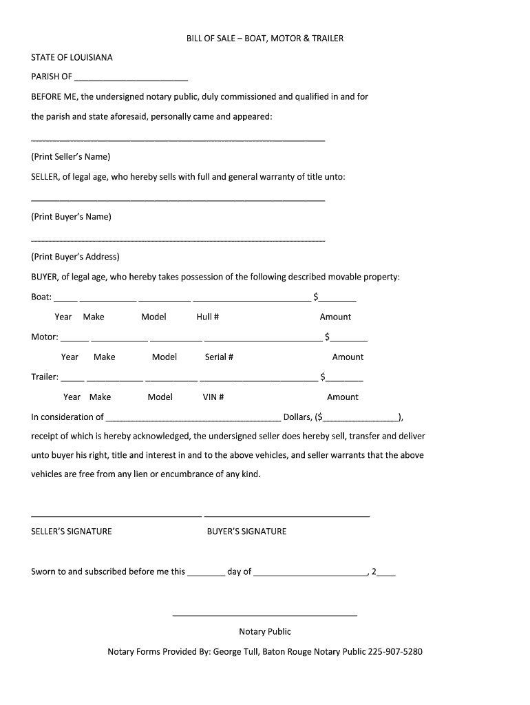 free printable louisiana bill of sale