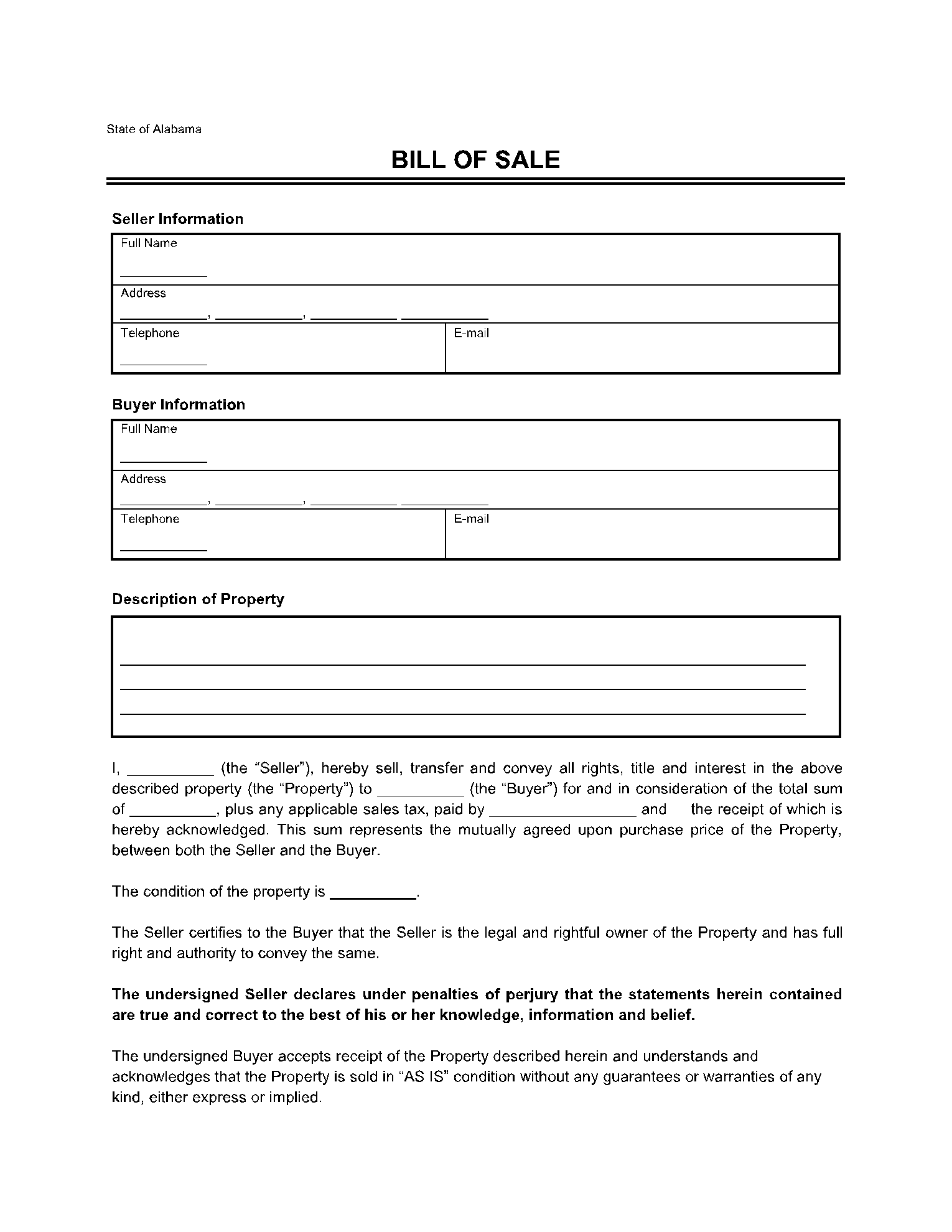 free printable louisiana bill of sale