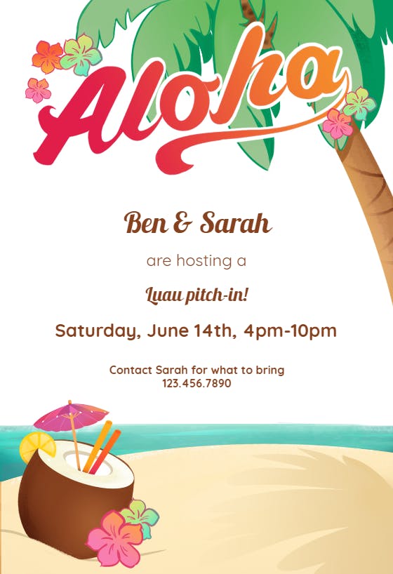 Luau Party - Luau Party Invitation Template (Free) | Greetings Island