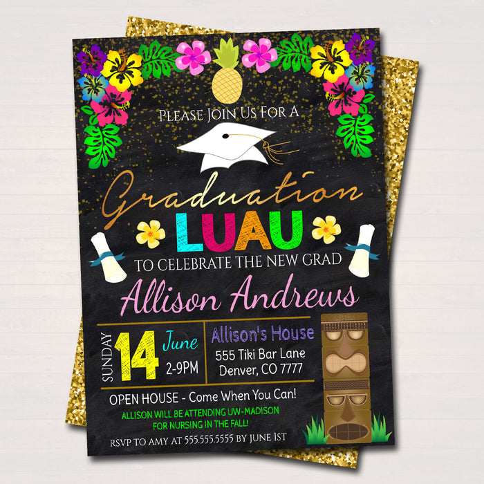 free printable luau graduation party invitations