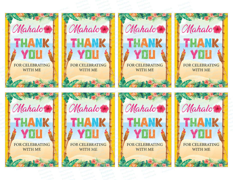 free printable luau thank you cards