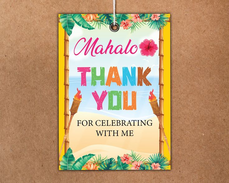 Printable Luau Thank you for Celebrating with Me Tag | Hawaiian ...