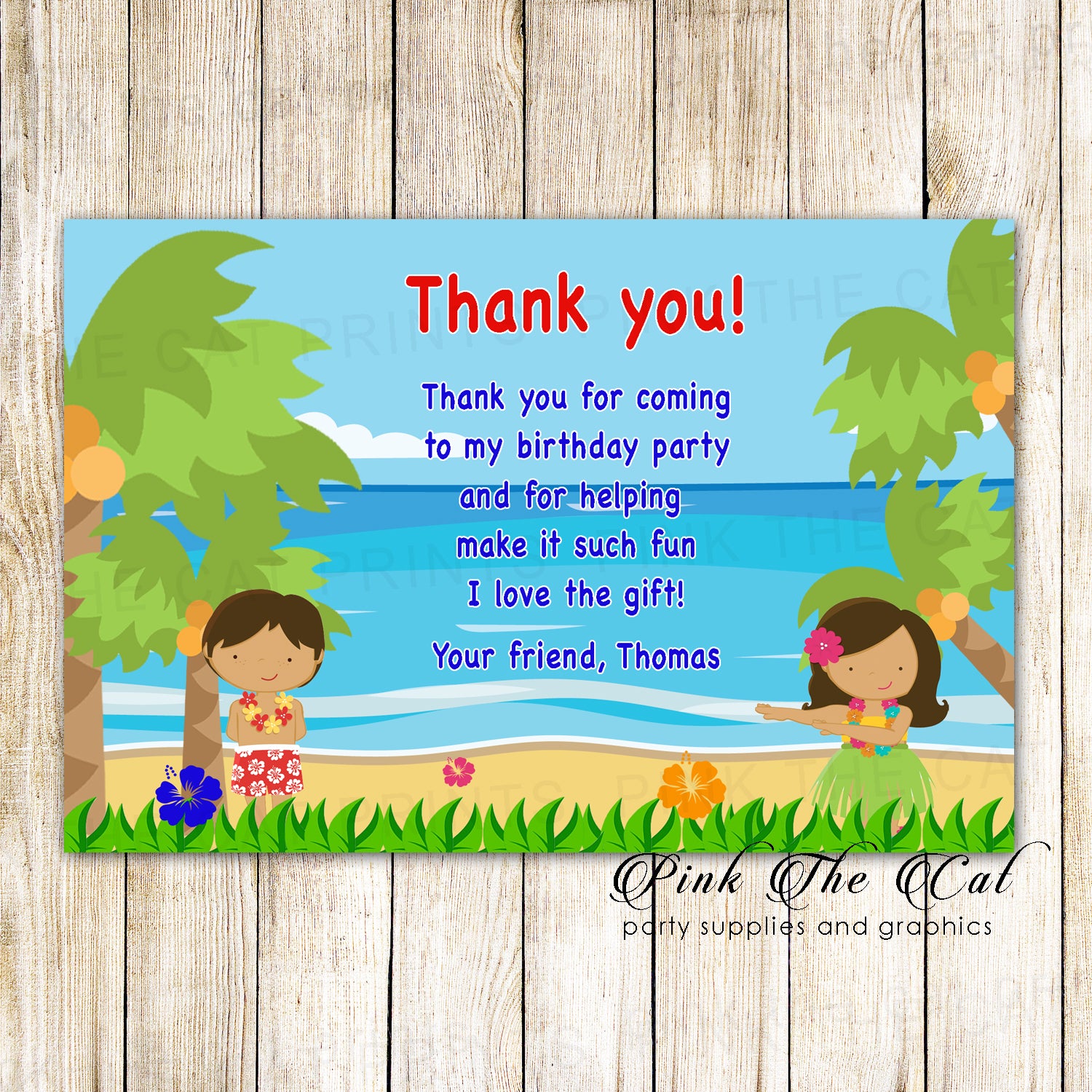 free printable luau thank you tags