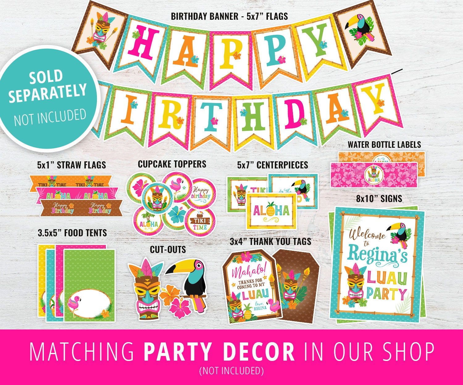 free printable luau thank you tags