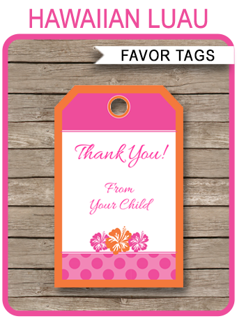 free printable luau thank you tags