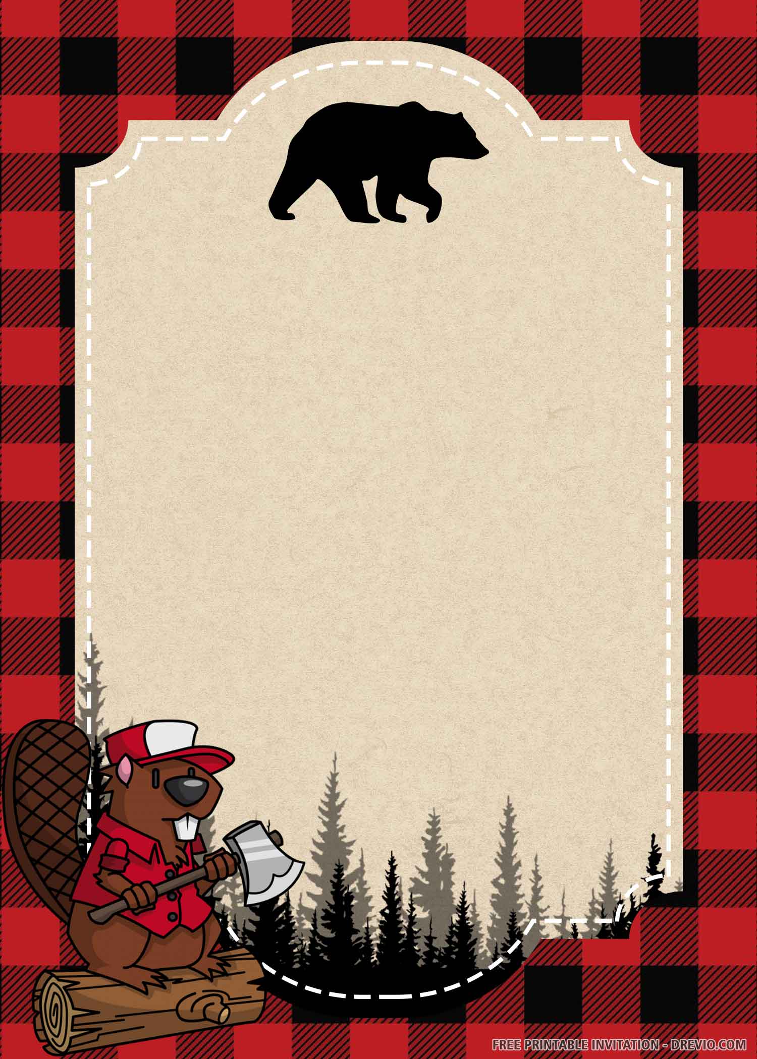 FREE PRINTABLE) - Lumberjack Birthday Invitation Template ...