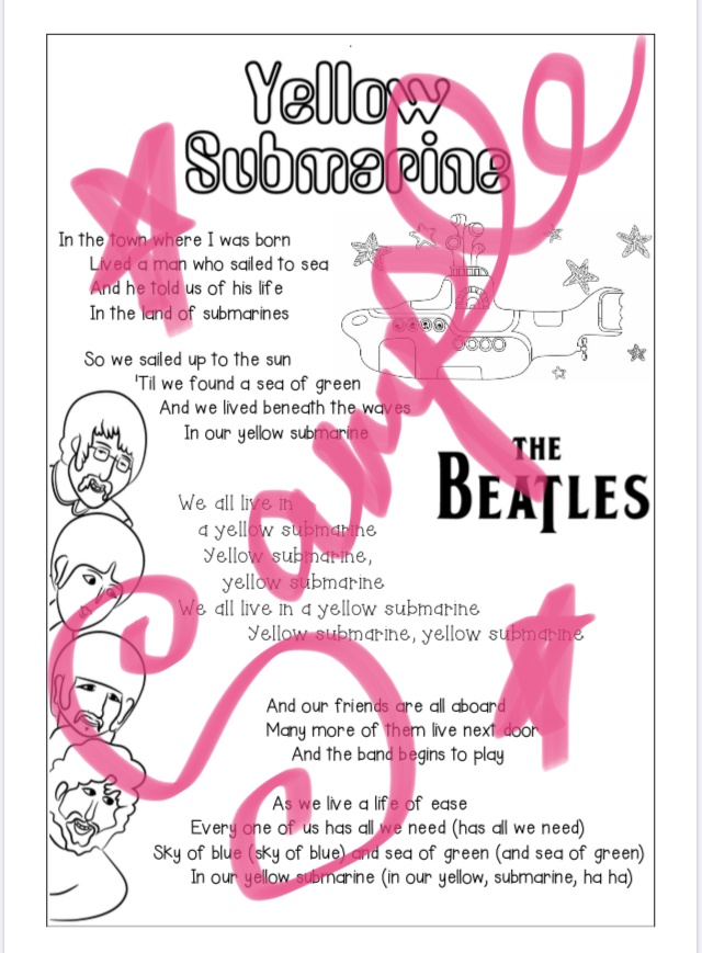 Mash > Class Level > Yellow Submarine The Beatles Lyrics Sheet ...