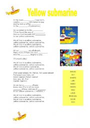 free printable lyrics yellow submarine