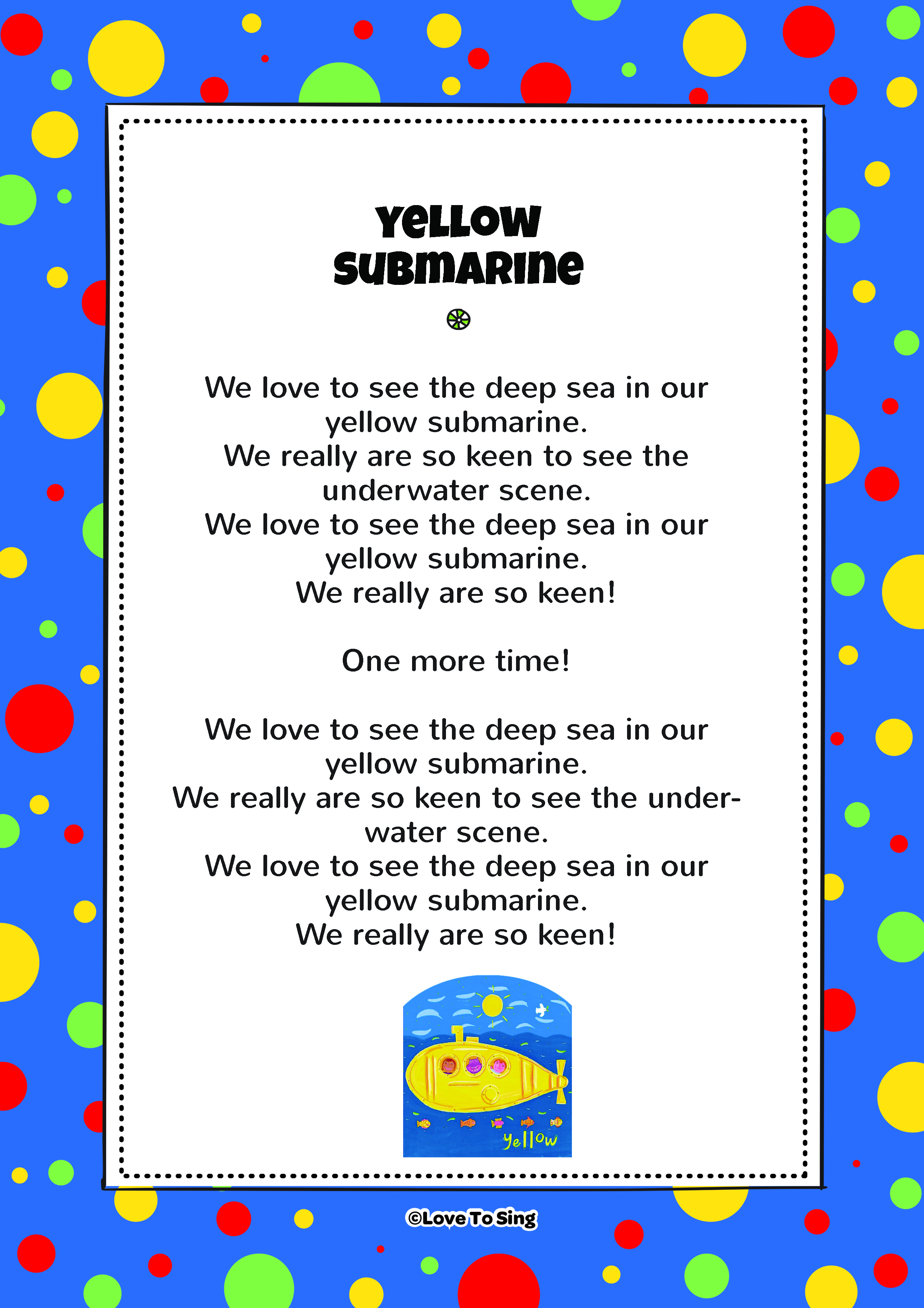 free printable lyrics yellow submarine