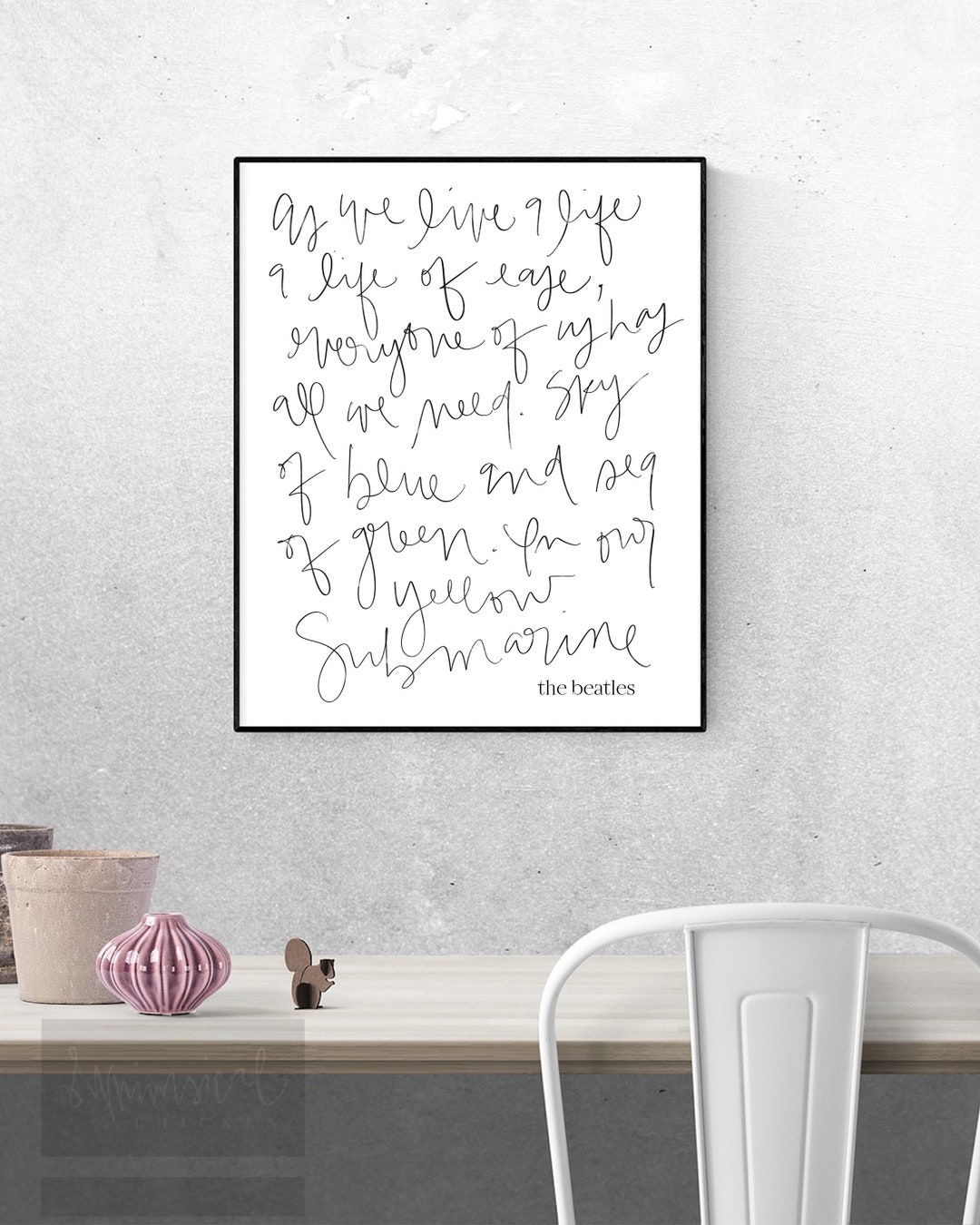 Yellow Submarine Hand-lettered Beatles Lyrics Instant Digital ...