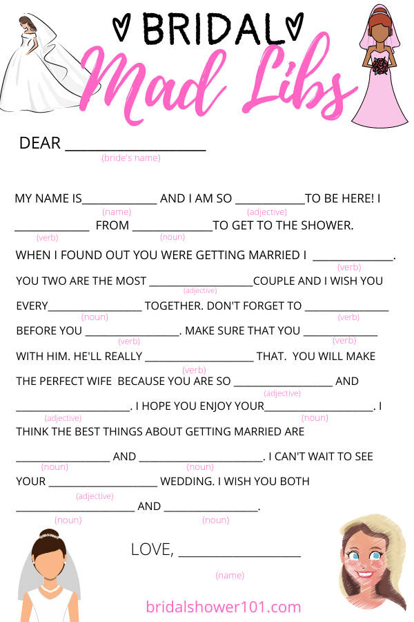 free printable mad libs for wedding reception