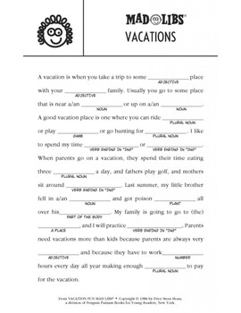 free printable mad libs online